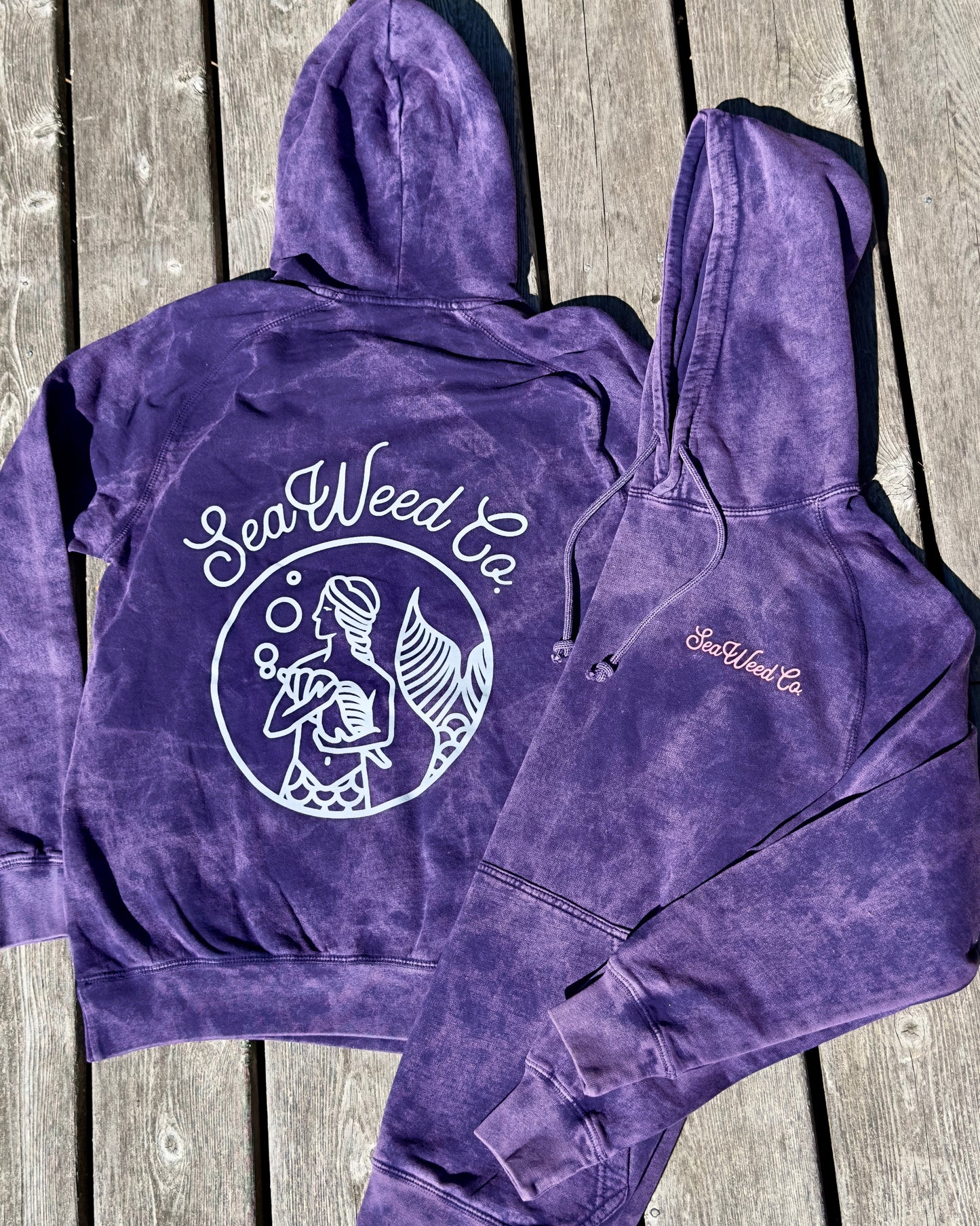Mermaid Circle Hoodie - Acid Wash Purple