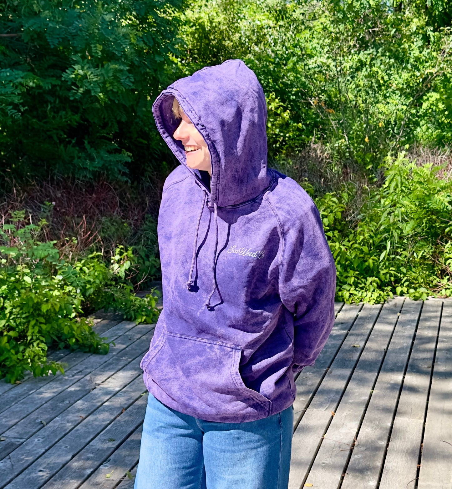 Mermaid Circle Hoodie - Acid Wash Purple