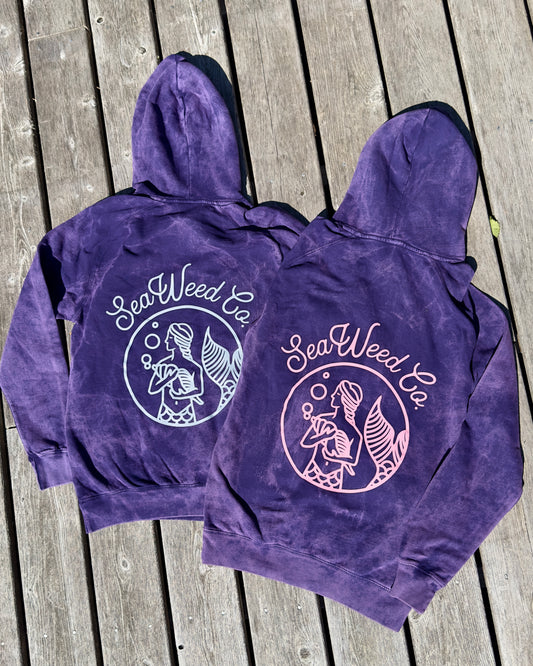 Mermaid Circle Hoodie - Acid Wash Purple