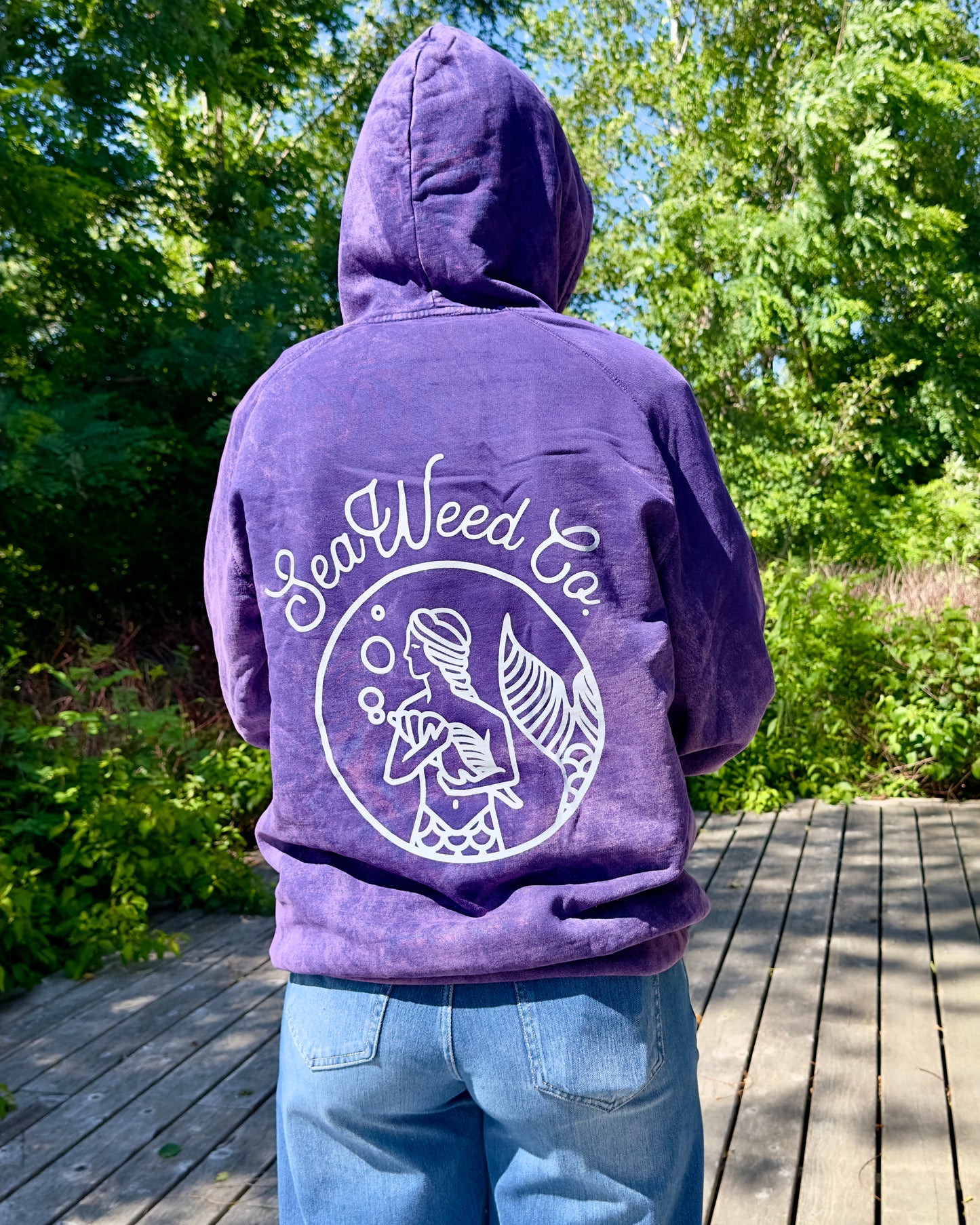 Mermaid Circle Hoodie - Acid Wash Purple