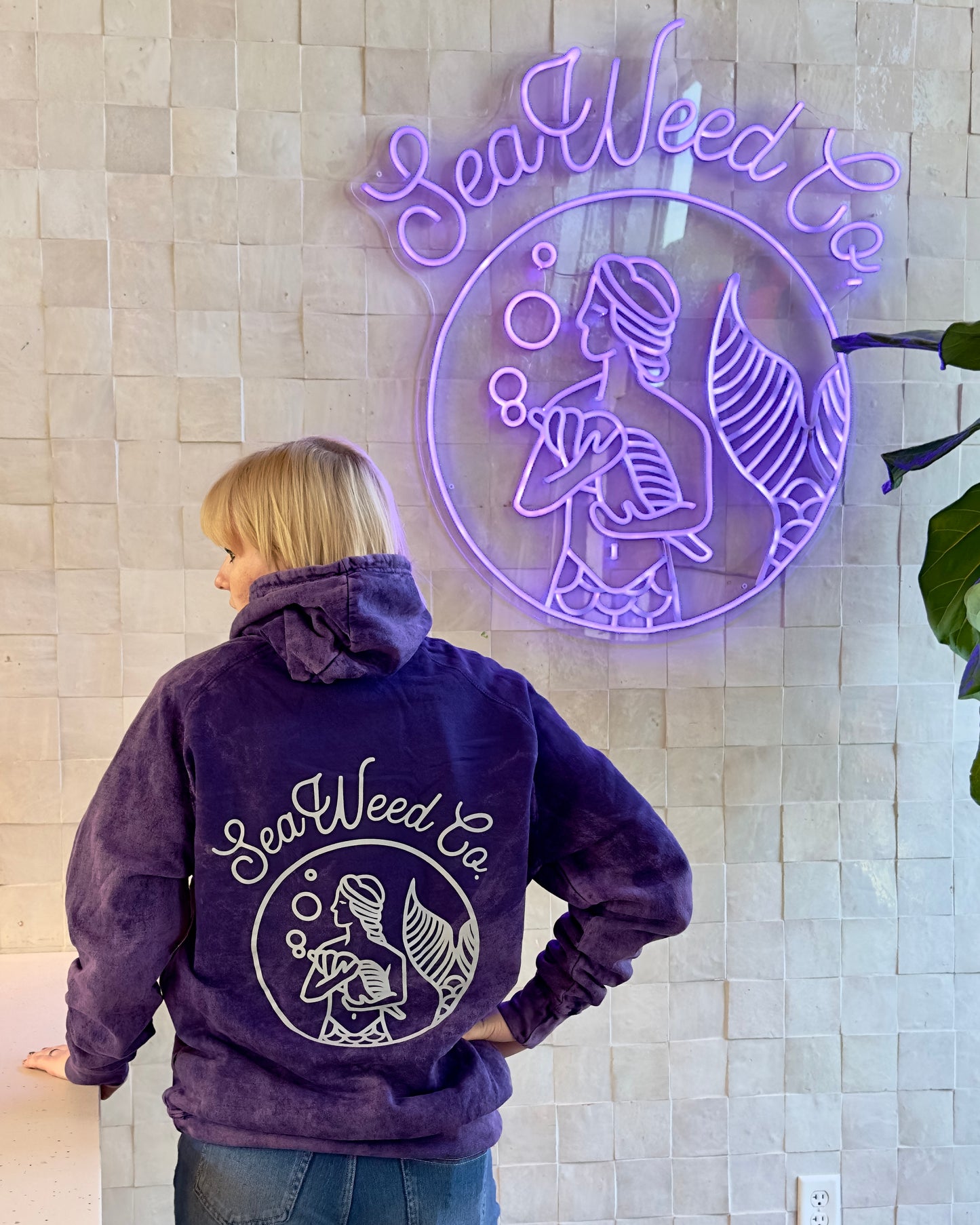 Mermaid Circle Hoodie - Acid Wash Purple