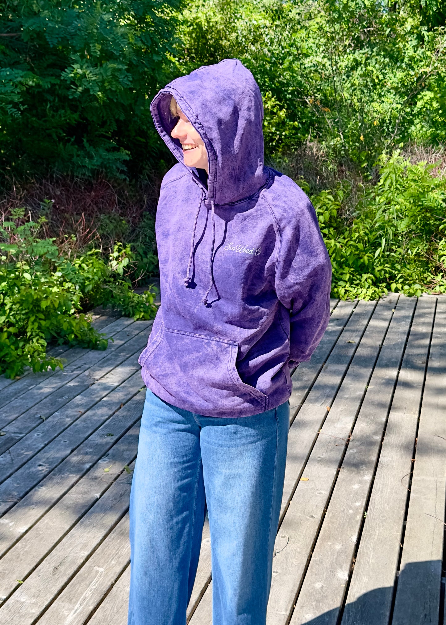 Mermaid Circle Hoodie - Acid Wash Purple